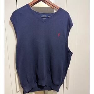 Polo Ralph Lauren Navy Blue Knit V-Neck Pima Cotton‎ Sweater Vest Men’s XXL Tall